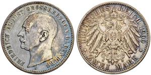 2 Mark Großherzogtum Oldenburg (1814 - 1918) Silber Friedrich August III. (Sachsen) (1865-1932)