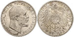 2 Mark Großherzogtum Oldenburg (1814 - 1918) Silber Peter II. (Oldenburg) (1827 - 1900)