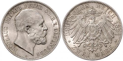 2 Mark Großherzogtum Oldenburg (1814 - 1918) Silber Peter II. (Oldenburg) (1827 - 1900)