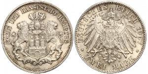 2 Mark Hamburg / Deutschland Silber 