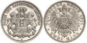2 Mark Hamburg / Deutschland Silber 