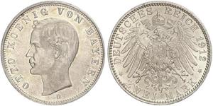 2 Mark Königreich Bayern (1806 - 1918) Silber Otto (Bayern)(1848 – 1916)