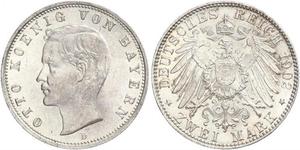 2 Mark Königreich Bayern (1806 - 1918) Silber Otto (Bayern)(1848 – 1916)