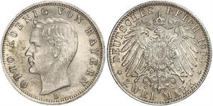 2 Mark Königreich Bayern (1806 - 1918) Silber Otto (Bayern)(1848 – 1916)