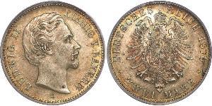 2 Mark Königreich Bayern (1806 - 1918) Silber Ludwig II. (Bayern)(1845 – 1886)