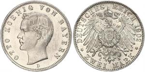 2 Mark Königreich Bayern (1806 - 1918) Silber Otto (Bayern)(1848 – 1916)