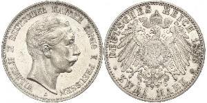 2 Mark Königreich Preußen (1701-1918) Silber Wilhelm II, German Emperor (1859-1941)