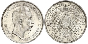 2 Mark Königreich Preußen (1701-1918) Silber Wilhelm II, German Emperor (1859-1941)