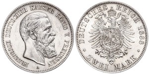2 Mark Königreich Preußen (1701-1918) Silber Friedrich III. (Deutsches Reich) (1831-1888)