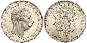 2 Mark Königreich Preußen (1701-1918) Silber Wilhelm II, German Emperor (1859-1941)