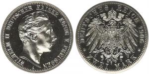 2 Mark Königreich Preußen (1701-1918) Silber Wilhelm II, German Emperor (1859-1941)