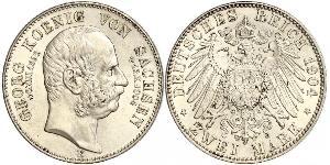 2 Mark Königreich Sachsen (1806 - 1918) Silber Georg (Sachsen)