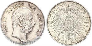 2 Mark Königreich Sachsen (1806 - 1918) Silber Georg (Sachsen)