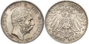 2 Mark Königreich Sachsen (1806 - 1918) Silber Albert (Sachsen)