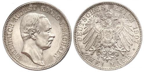 2 Mark Königreich Sachsen (1806 - 1918) Silber Friedrich August III. (Sachsen) (1865-1932)