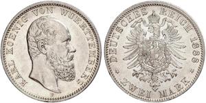 2 Mark Königreich Württemberg (1806-1918) Silber Karl (Württemberg)