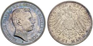 2 Mark Mecklenburg-Schwerin (1352-1918) Silber Frederick Francis IV, Grand Duke of Mecklenburg (1882 - 1945)