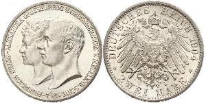 2 Mark Mecklenburg-Schwerin (1352-1918) Silber Frederick Francis IV, Grand Duke of Mecklenburg (1882 - 1945)