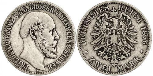 2 Mark Mecklenburg-Schwerin (1352-1918) Silber Friedrich Franz II. (Mecklenburg)