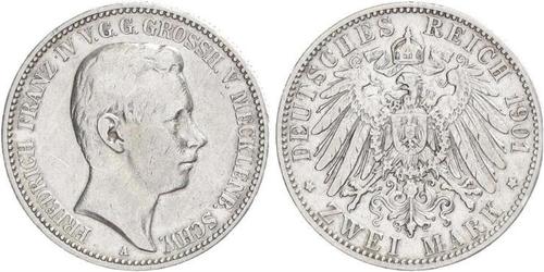 2 Mark Mecklenburg-Schwerin (1352-1918) Silber Frederick Francis IV, Grand Duke of Mecklenburg (1882 - 1945)