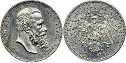 2 Mark Reuß älterer Linie (1778 - 1918) Silber Heinrich XXII (1859 - 1902)