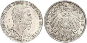 2 Mark Schwarzburg-Sondershausen (1599-1920) Silber 