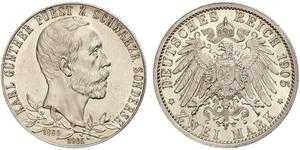 2 Mark Schwarzburg-Sondershausen (1599-1920) Silber 