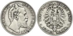 2 Mark Anhalt-Dessau (1603 -1863) / Duchy of Anhalt (1806 - 1918) Silver Frederick I, Duke of Anhalt (1831-1904)