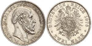2 Mark Duchy of Mecklenburg-Schwerin (1352-1918) Silver Frederick Francis II, Grand Duke of Mecklenburg-Schwerin