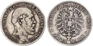 2 Mark Duchy of Mecklenburg-Schwerin (1352-1918) Silver Frederick Francis II, Grand Duke of Mecklenburg-Schwerin