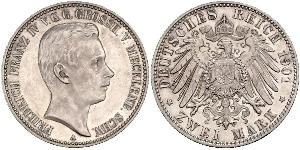 2 Mark Duchy of Mecklenburg-Schwerin (1352-1918) Silver Frederick Francis IV, Grand Duke of Mecklenburg (1882 - 1945)