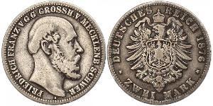 2 Mark Duchy of Mecklenburg-Schwerin (1352-1918) Silver Frederick Francis II, Grand Duke of Mecklenburg-Schwerin