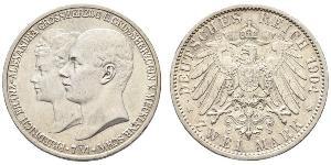 2 Mark Duchy of Mecklenburg-Schwerin (1352-1918) Silver Frederick Francis IV, Grand Duke of Mecklenburg (1882 - 1945)