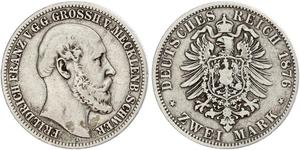 2 Mark Duchy of Mecklenburg-Schwerin (1352-1918) Silver Frederick Francis II, Grand Duke of Mecklenburg-Schwerin
