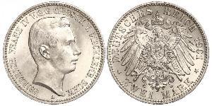 2 Mark Duchy of Mecklenburg-Schwerin (1352-1918) Silver Frederick Francis IV, Grand Duke of Mecklenburg (1882 - 1945)