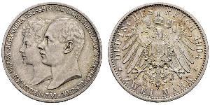 2 Mark Duchy of Mecklenburg-Schwerin (1352-1918) Silver Frederick Francis IV, Grand Duke of Mecklenburg (1882 - 1945)