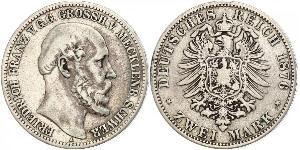 2 Mark Duchy of Mecklenburg-Schwerin (1352-1918) Silver Frederick Francis II, Grand Duke of Mecklenburg-Schwerin