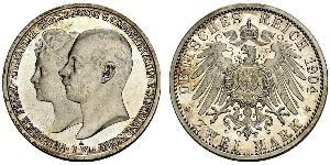 2 Mark Duchy of Mecklenburg-Schwerin (1352-1918) Silver Frederick Francis IV, Grand Duke of Mecklenburg (1882 - 1945)