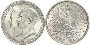 2 Mark Duchy of Mecklenburg-Schwerin (1352-1918) Silver Frederick Francis IV, Grand Duke of Mecklenburg (1882 - 1945)