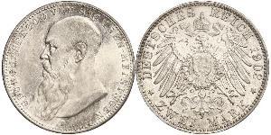 2 Mark Duchy of Saxe-Meiningen (1680 - 1918) Silver Georg II, Duke of Saxe-Meiningen