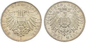 2 Mark Free City of Lübeck Silver 
