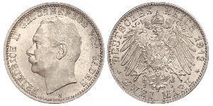 2 Mark Grand Duchy of Baden (1806-1918) Silver Frederick II, Grand Duke of Baden (1857 - 1928)