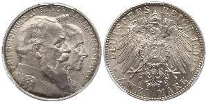 2 Mark Grand Duchy of Baden (1806-1918) Silver Frederick I, Grand Duke of Baden (1826 - 1907)
