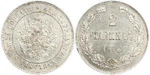 2 Mark Grand Duchy of Finland (1809 - 1917) Silver Alexander III (1845 -1894)