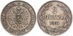 2 Mark Grand Duchy of Finland (1809 - 1917) Silver Alexander III (1845 -1894)