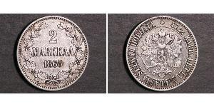 2 Mark Grand Duchy of Finland (1809 - 1917) Silver Alexander III (1845 -1894)