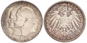 2 Mark Grand Duchy of Hesse (1806 - 1918) Silver Ernest Louis, Grand Duke of Hesse (1868 - 1937)