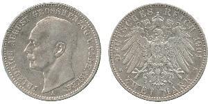 2 Mark Grand Duchy of Oldenburg (1814 - 1918) Silver Frederick Augustus III of Saxony (1865-1932)