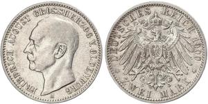 2 Mark Grand Duchy of Oldenburg (1814 - 1918) Silver Frederick Augustus III of Saxony (1865-1932)