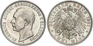 2 Mark Grand Duchy of Oldenburg (1814 - 1918) Silver Frederick Augustus III of Saxony (1865-1932)